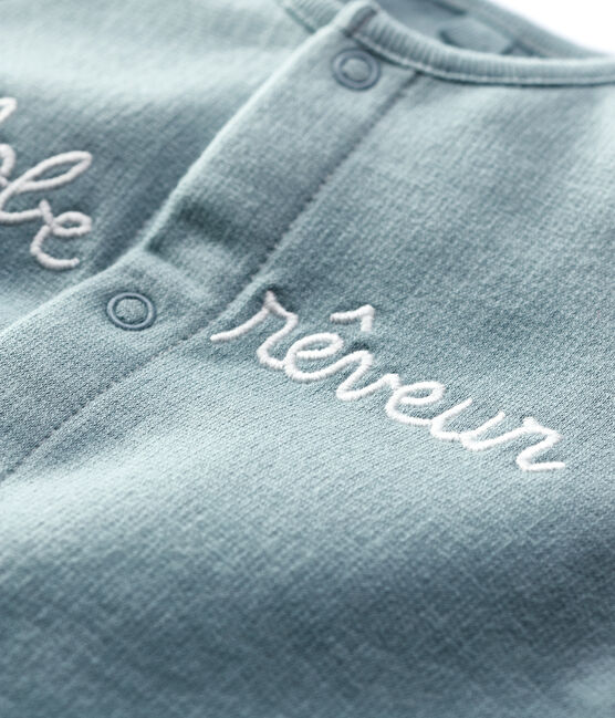 Babies' Organic Cotton Fleece Jumpsuit SEDUMBLUE grey